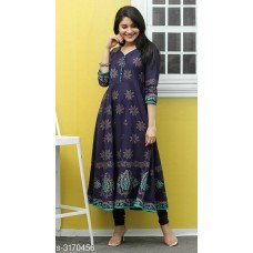 Riya Blue Block Printed Anarkali